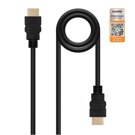 Cabo HDMI 2.0 4K Nanocable 10.15.3601/ HDMI Macho - HDMI Macho/ 1m/ Certificado/ Preto