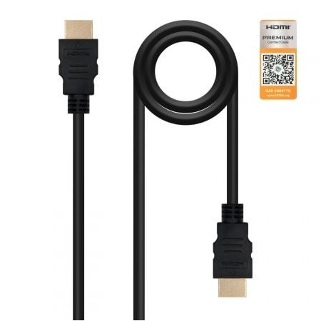 Cabo HDMI 2.0 4K Nanocable 10.15.3601-L150/ HDMI Macho - HDMI Macho/ 1,5m/ Certificado/ Preto