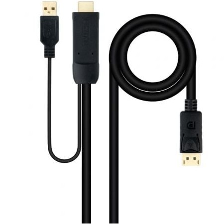 Nanocable 10.15.4352/ HDMI Macho - DisplayPort Cabo Conversor Macho/ 1,8 m/ Preto