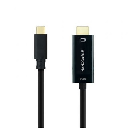 Nanocable 10.15.5132/ USB Type-C Macho - Cabo Conversor HDMI Macho/ 1,8 m/ Preto