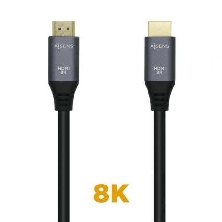 Cabo HDMI 2.1 8K Aisens A150-0427/ HDMI Macho - HDMI Macho/ 1,5m/ Cinza Preto