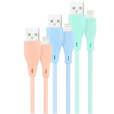 Nanocable USB 2.0 Lightning 10.10.0401-A1/ USB Macho - Lightning Macho/ 1m/ 3 Unidades/ Cabos Rosa, Azul e Verde