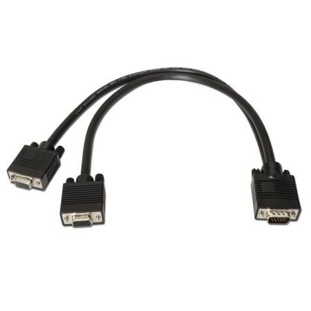 Cabo Duplicador SVGA Aisens A113-0081/ VGA Macho - 2x VGA Fêmea/ 45cm/ Preto