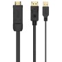 Aisens A122-0641/ Displayport Macho - HDMI Macho - Cabo Conversor USB Macho/ 10cm + 1,8m/ Preto