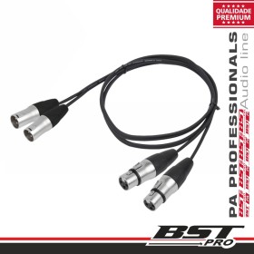Cabo 2-Xlr 3P Macho / 2-Xlr 3P Fêmea 1.5M Bstpro