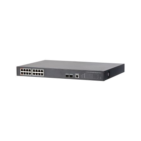 DAHUA - DH-PFS4218-16GT-240 - POE SWITCH 16 PORTAS GIGABIT + 2 SFP UPLINK GIGABIT 240W 802.3AT MANAGEABLE LAYER 2