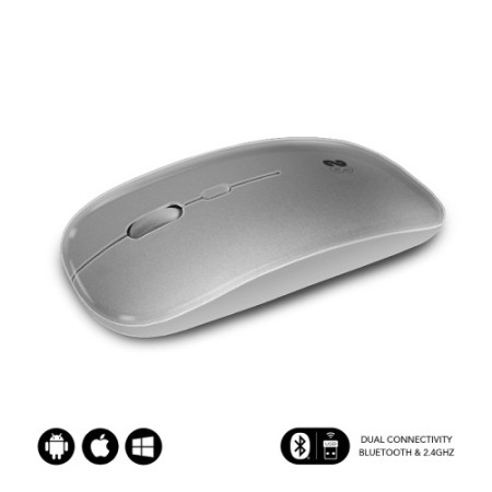 SUBBLIM Wireless Optical Mouse 2.4G e Bluetooth Dual Flat Mouse Recarregável Prata