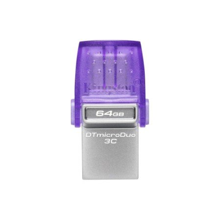 Kingston Technology DataTraveler microDuo 3C Unidade flash USB 64 GB USB tipo A / USB tipo C 3.2 Gen 1 (3.1 Gen 1) Roxo, aço ino