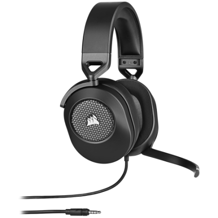 Fones de ouvido Corsair HS65 SURROUND com fio para jogos portáteis de carbono