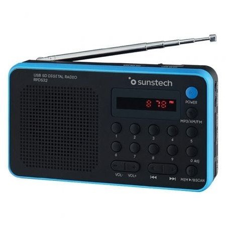 Rádio Portátil Sunstech RPDS32BL/ Preto e Azul