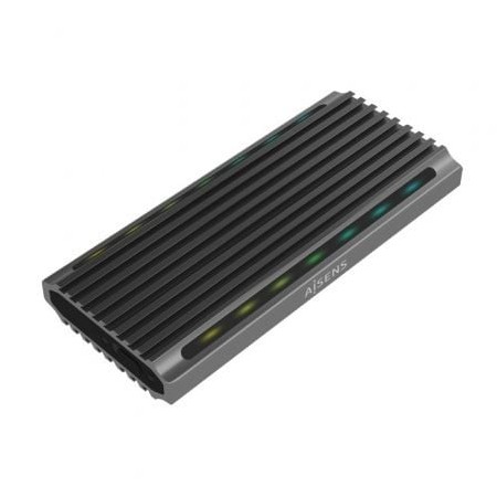 Caixa Externa para disco M.2 SATA/NVMe SSD Aisens ASM2-RGB011GR/ USB 3.2 Gen2/ sem parafusos