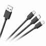 Cabo Usb-A 2.0 Macho P/ Microusb/Usb-C/Lightning 1.2M Preto