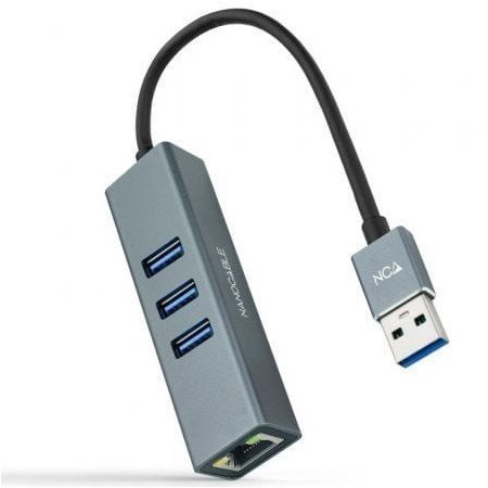 Nanocable USB 3.0 Hub 10.03.0407/ 3xUSB/ 1xRJ45/ Cinza