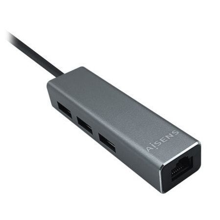 Hub USB 3.0 Aisens A106-0401/ 3xUSB/ 1xRJ45/ Cinza