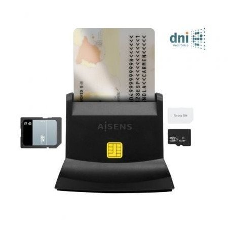 ID e leitor de cartão Aisens ASCR-SN04CSD-BK/ USB tipo C/ preto