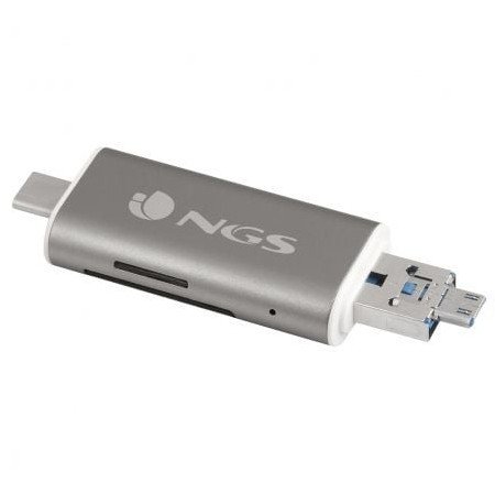 Leitor de cartão externo NGS ALLY READER/ USB 2.0/ USB Type-C / Micro USB
