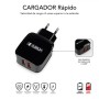 SUBBLIM USB VIAGEM/CARREGADOR DE PAREDE 2xUSB (2.4A) + 3IN1 CABO PRETO Interior preto