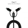 SUBBLIM USB VIAGEM/CARREGADOR DE PAREDE 2xUSB (2.4A) + 3IN1 CABO PRETO Interior preto