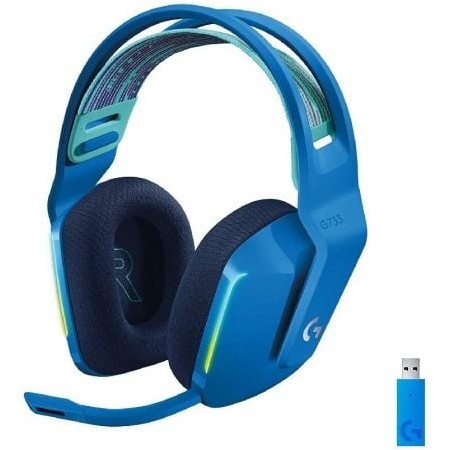 Fones de ouvido sem fio para jogos com microfone Logitech G733/ Azul