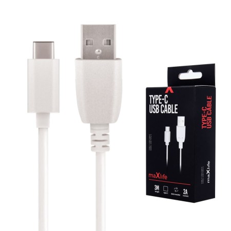 Cabo Usb-A 2.0 2A Macho / Usb-C Branco 3M