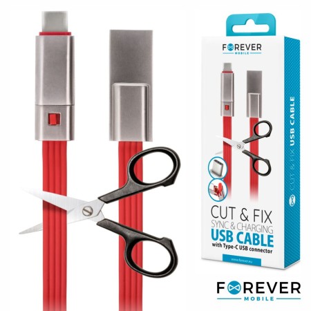 Cabo Usb-A 2.0 Macho / Usb-C Vermelho 1.5M Corte Á Medida