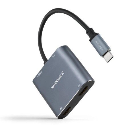 Conversor USB-C para 2xHDMI/USB2.0/PD Nano Cable