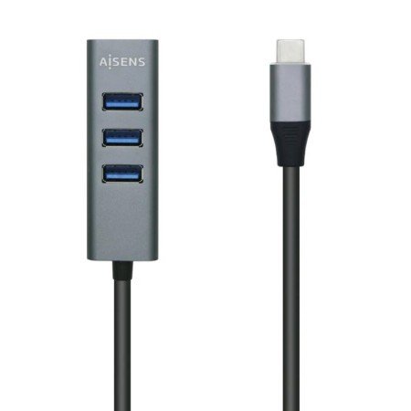 Aisens USB 3.1 HUB Alu C/M-4Xtipo A/H Cinza 10Cm