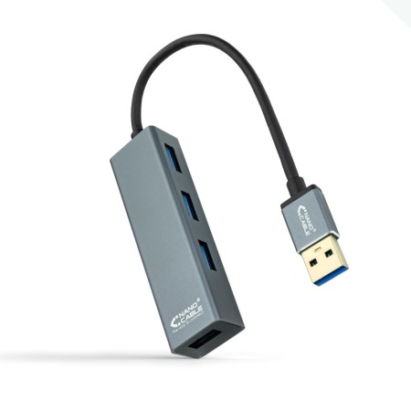 Hub USB 3.0 nanocabo 4 x USB 3.0 10cm. Cinza