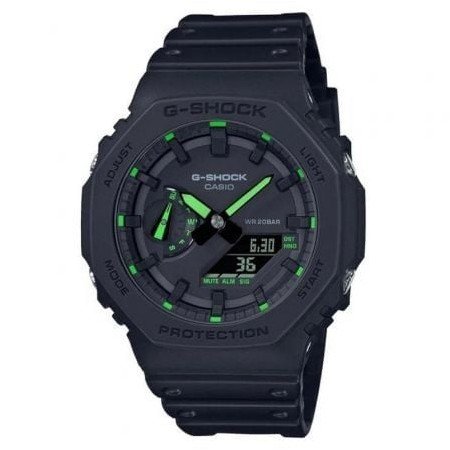 Relógio Digital Analógico Casio G-Shock Trend GA-2100-1A3ER/ 49 mm/ Preto e Verde