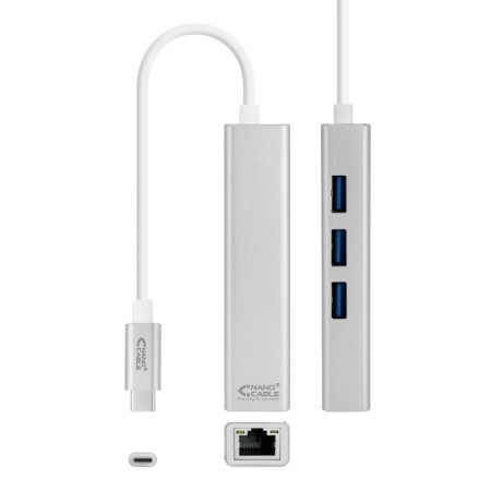 Conversor Nanocabo USB-C Ethernet +3xUSB 3.0