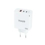 TOOQ Carregador de parede GAN 2xUSB-C 1xUSB-A 65W