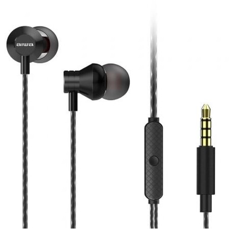 Fones de ouvido intra-auriculares Aiwa ESTM-50BK/com microfone/conector 3.5/preto
