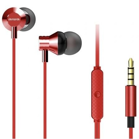 Fones de ouvido intra-auriculares Aiwa ESTM-50RD/com microfone/conector 3.5/vermelho