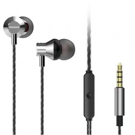Fones de ouvido intra-auriculares Aiwa ESTM-50SL/com microfone/conector 3.5/prateado