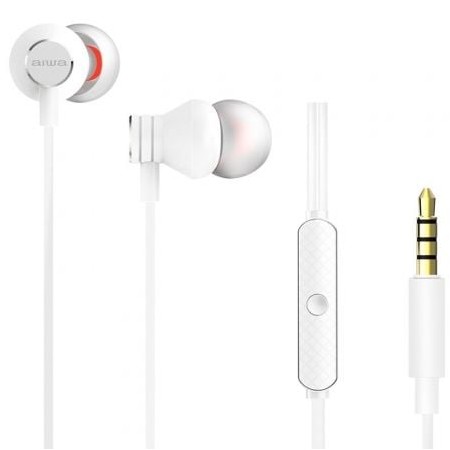 Fones de ouvido intra-auriculares Aiwa ESTM-50WT/com microfone/conector 3.5/branco