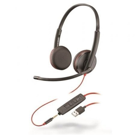 Plantronics Blackwire C3225/ Fones de ouvido com microfone/ Conector 3.5/ USB/ Preto