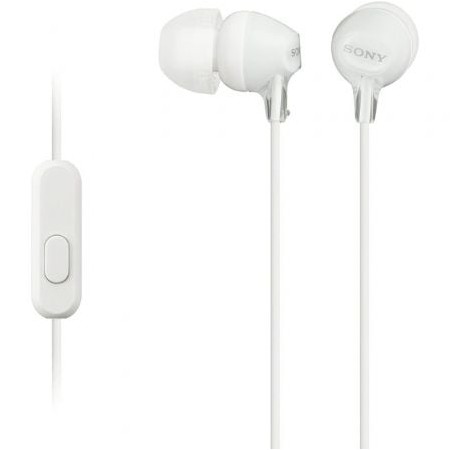 Fones de ouvido intra-auriculares Sony MDR-EX15AP/com microfone/conector 3.5/branco