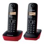 Telefone sem fio Panasonic KX-TG1612/Pacote DUO/Preto e vermelho