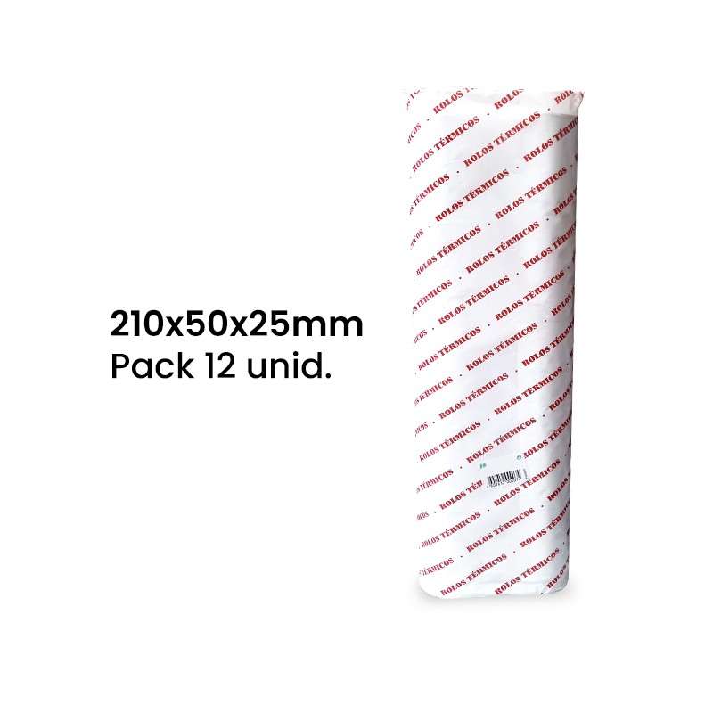 Rolo de Papel Térmico para Fax 210x50x25mm - Pack de 12 unidades