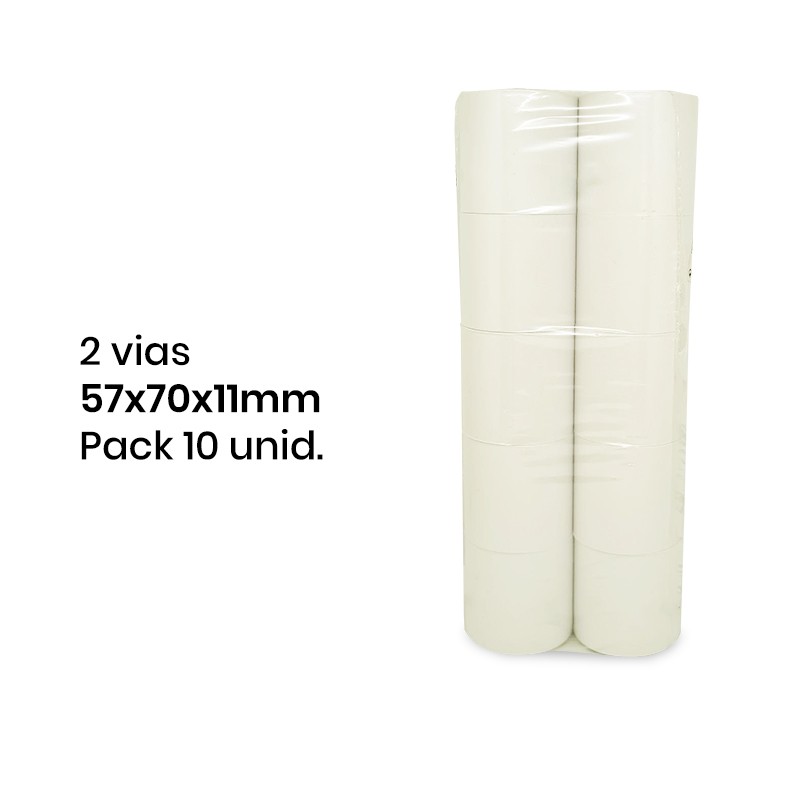 Rolos de Papel Duplo Autocopiativo 57x70x11/2 vias (Branco/Amarelo)