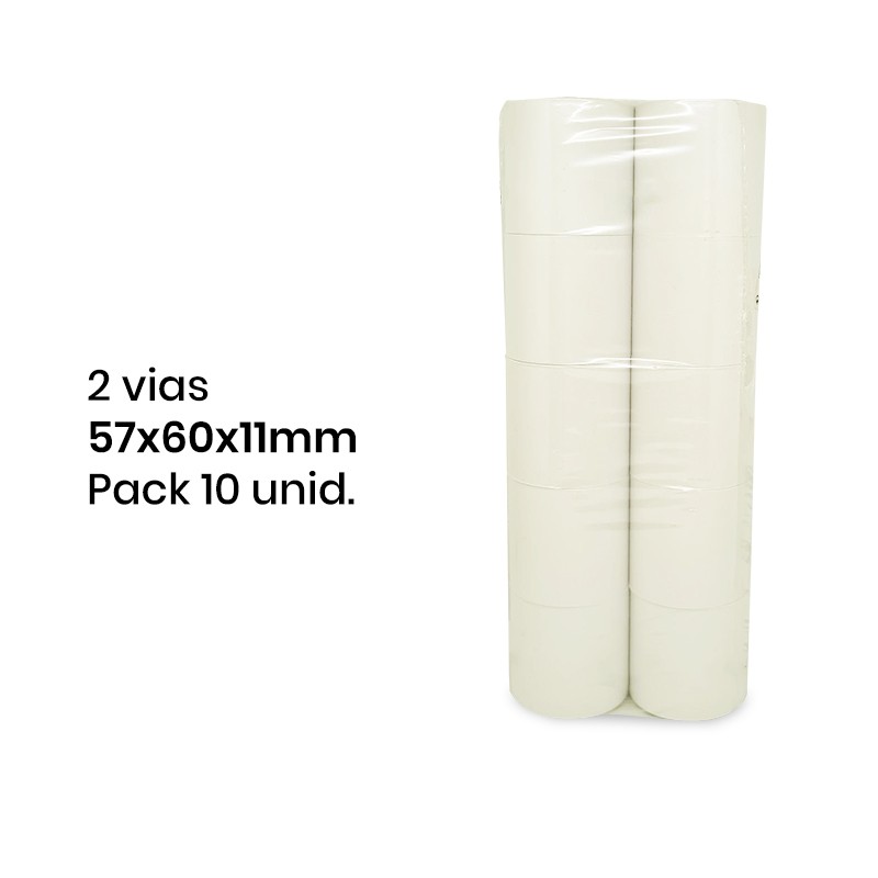 Rolos de Papel Duplo Autocopiativo 57x60x11/2 vias (Branco/Amarelo)
