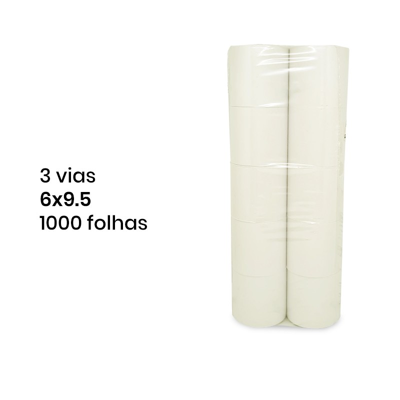 Papel de Computador 6x9,5 - 3 Vias Autocopiativo - 1000 Folhas