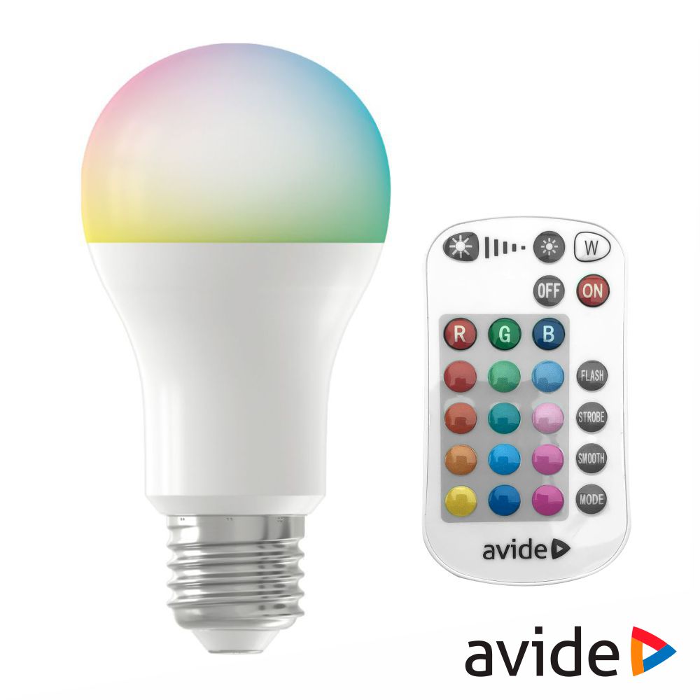 Lâmpada E27 Dimável 9.7W Led Globo A60 Rgbw Ir 806Lm Avide