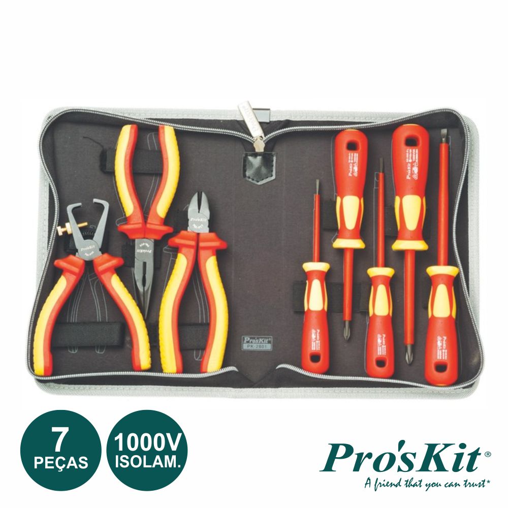 Mala Ferramentas Profissional 1000V 7 Peças Proskit
