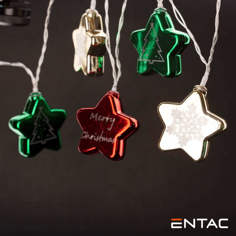 Grinalda 10 Leds Estrelas Coloridas 2Xaa 1.65M Entac