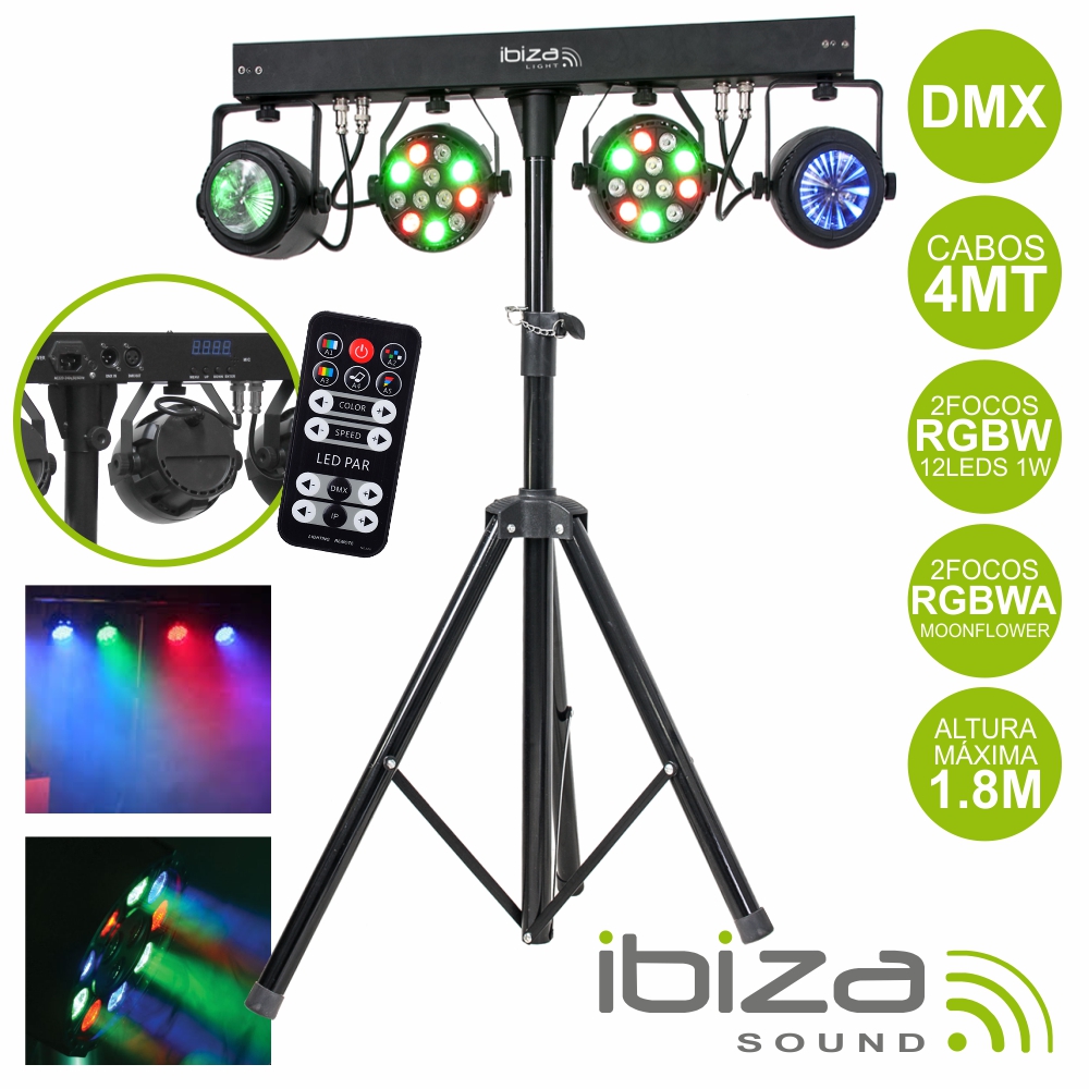 Suporte C/ 2 Projetores Par + 2 Moonflower Dmx Ibiza
