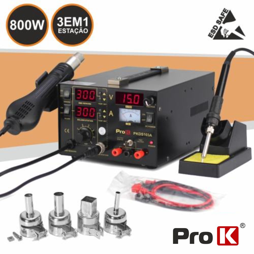 ESTAÇÃO DE SOLDAR E DESSOLDAR SMD AR QUENTE C/ 5V/1A PROK