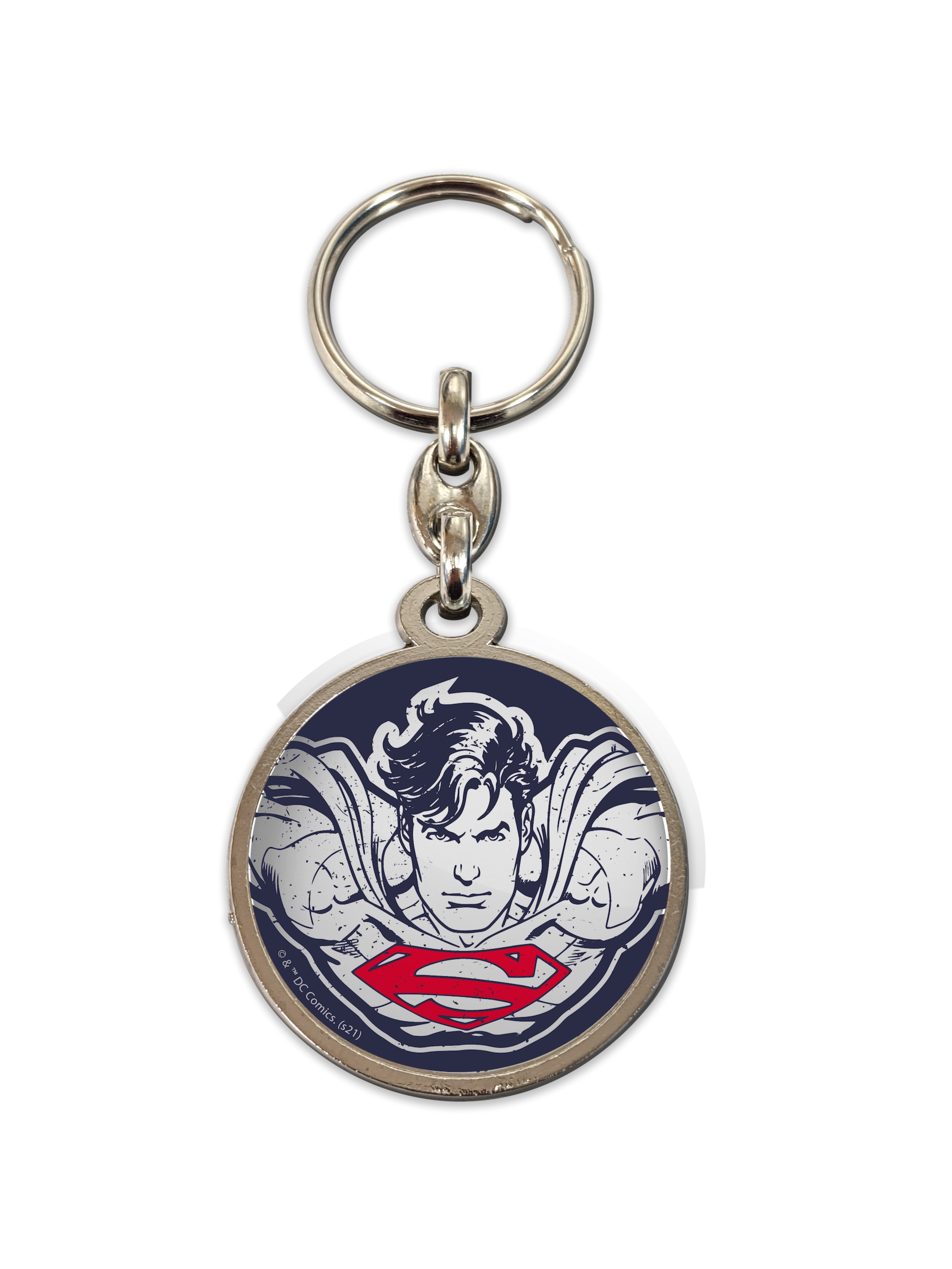 Chaveiro redondo de metal sd brinquedos superman face dc universe