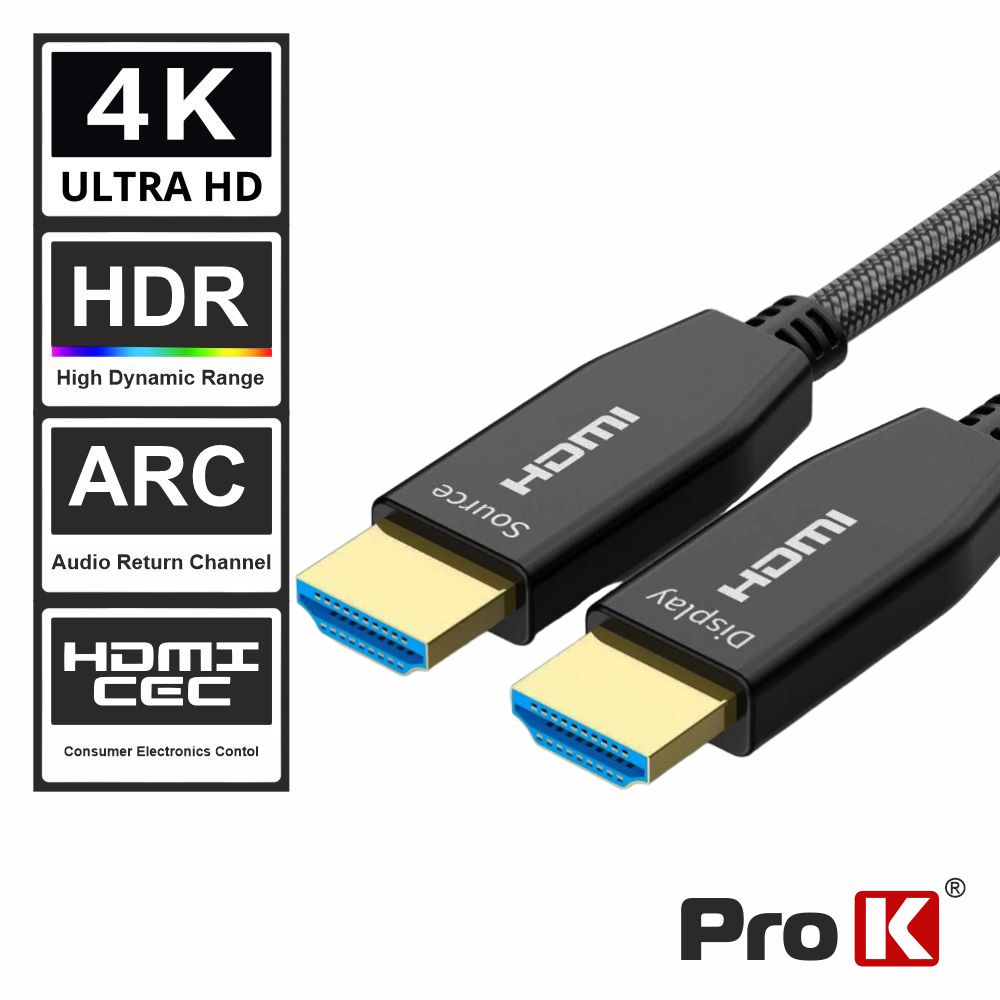 Cabo HDMI Fibra Óptica Dourado Macho / Macho 2.0 4K 40m
