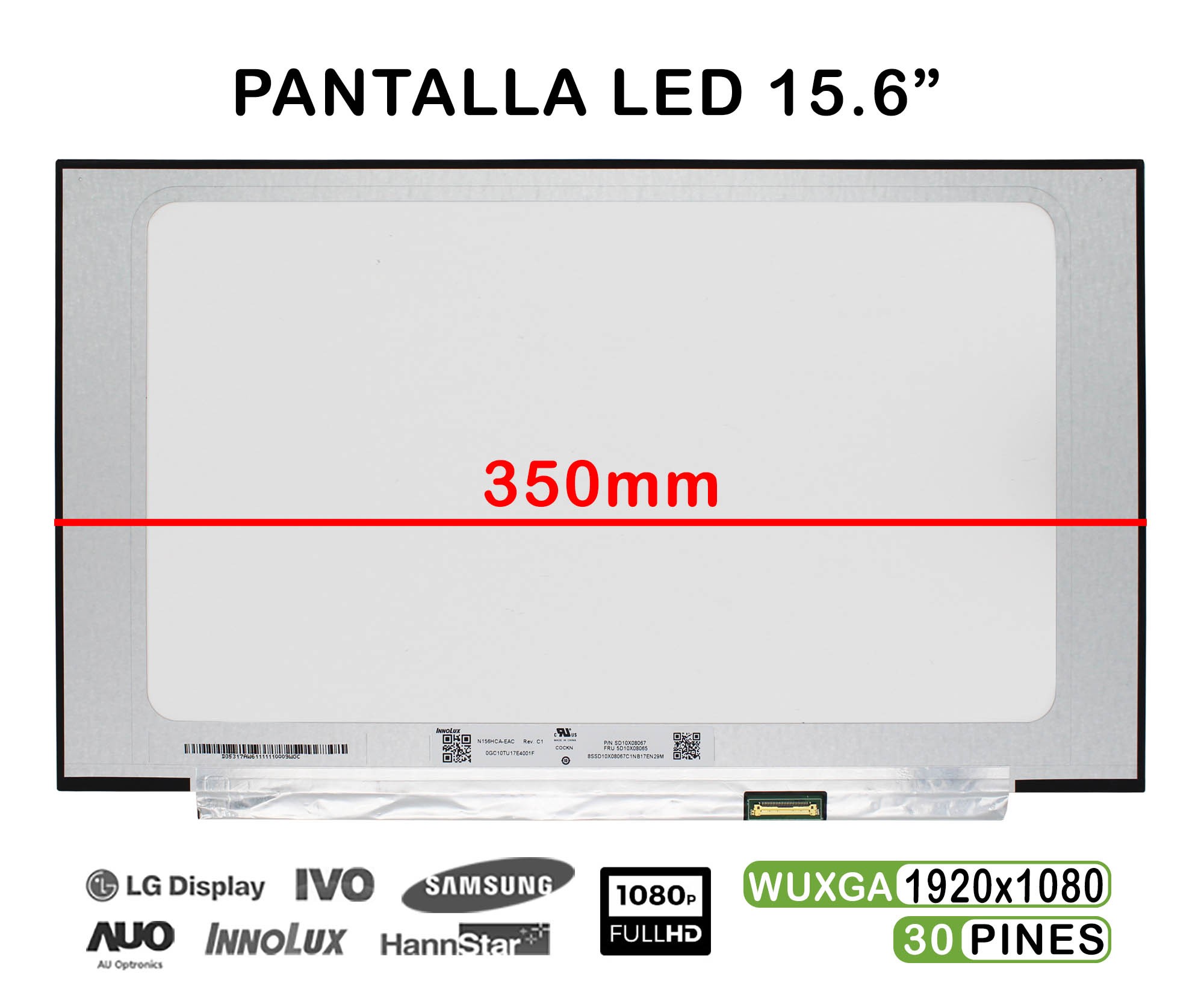 Ecrã LED de 15.6" para Portatil N156Hce-En1 N156Hga-Ea3 Rev.C3 FHD